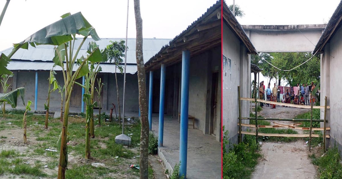 পুত্রবধূকে ‘চাকরি না দেওয়ায়’ বিদ্যালয়ে তালা, মাঠে লাগালেন কলাগাছ