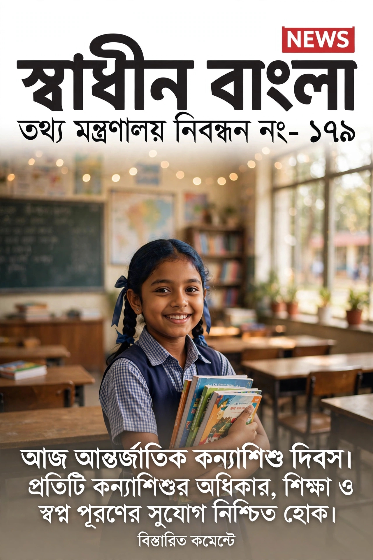 আজ আন্তর্জাতিক  কন্যাশিশু দিবস